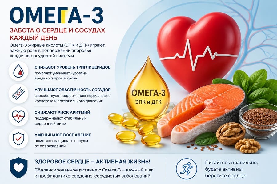 Омега-3 для сердечно-сосудистой системы: защита сердца и сосудов