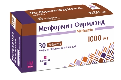 Метформин Фармлэнд 1000 мг №30, таблетки